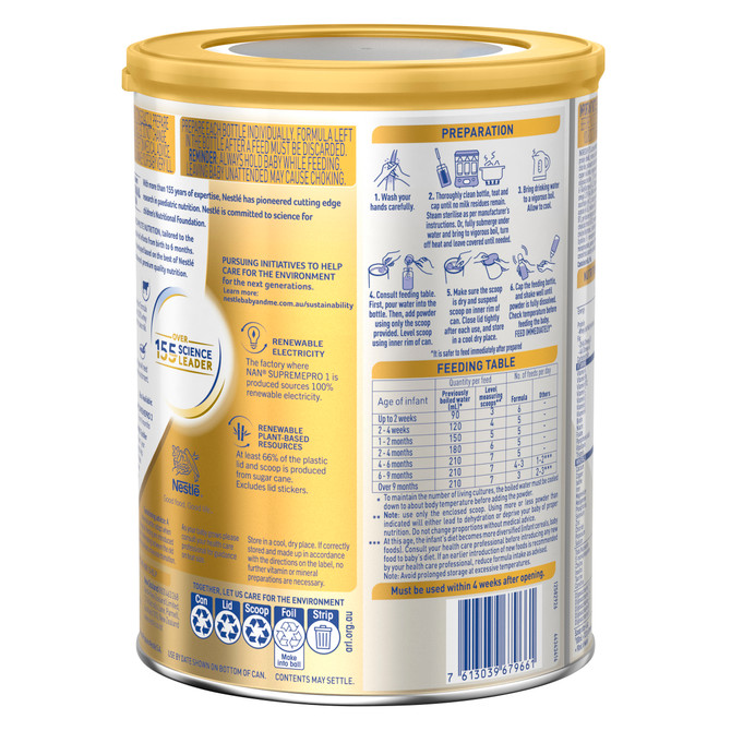 Nestle NAN SUPREMEpro 1 Infant Formula for Newborns Suitable from Birth 800g