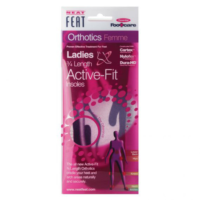 Neat Feat Orthotics Femme Ladies 3/4 Active Fit Medium Insoles