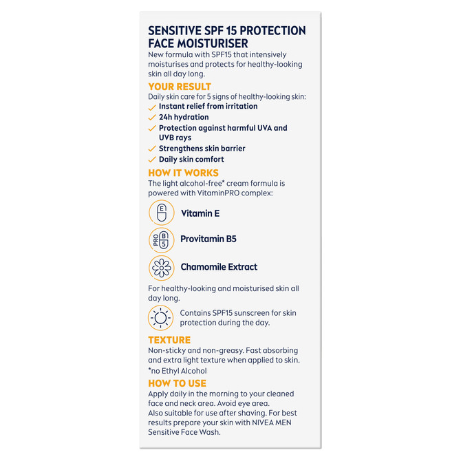 NIVEA MEN Sensitive Face Moisturiser SPF15 75ml