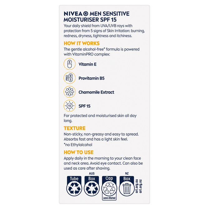 NIVEA MEN Sensitive Face Moisturiser SPF15 75ml