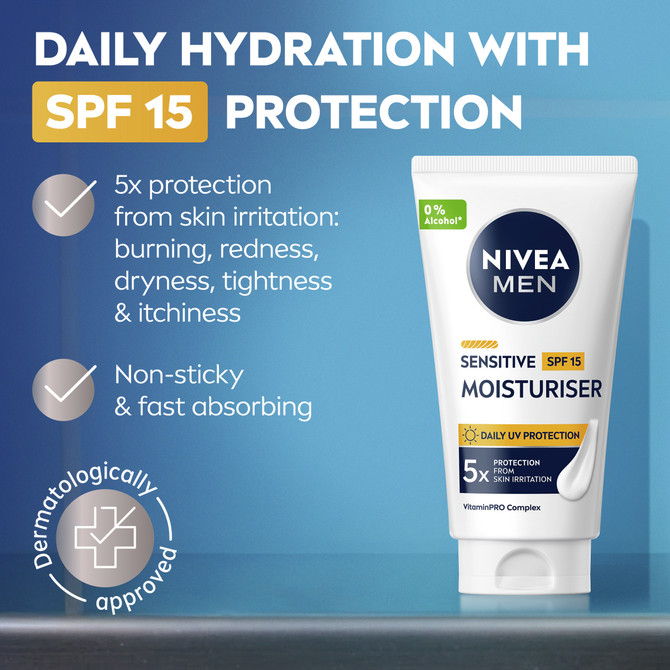 NIVEA MEN Sensitive Face Moisturiser SPF15 75ml