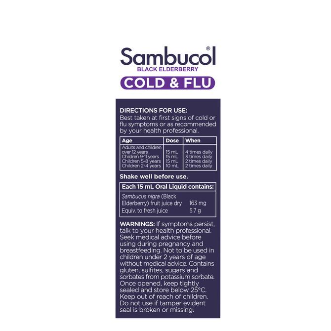Sambucol Black Elderberry Cold & Flu Liquid 120mL