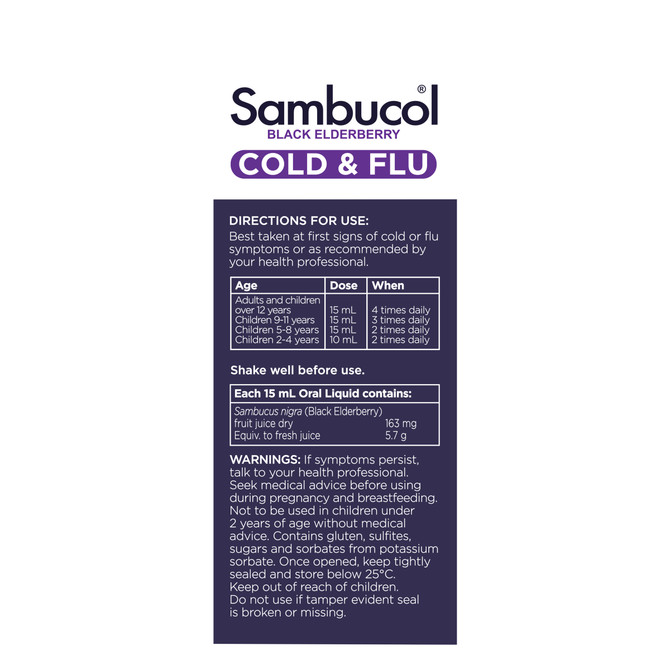 Sambucol Black Elderberry Cold & Flu Liquid 250mL