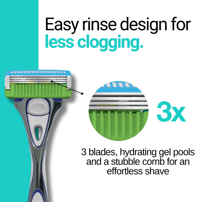 Schick Hydro 3 Comfort Razor Handle + 1 Refill