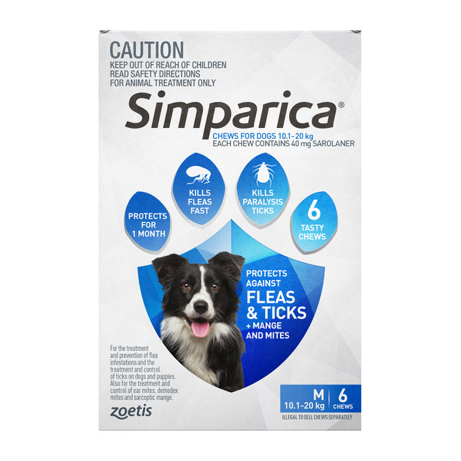 Simparica Chews For Medium Dogs 10.1 - 20kg 6 Pack