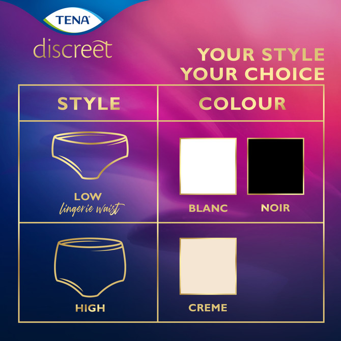 TENA Discreet Women's Lingerie Waist Underwear Black Medium (M) 10 Pack