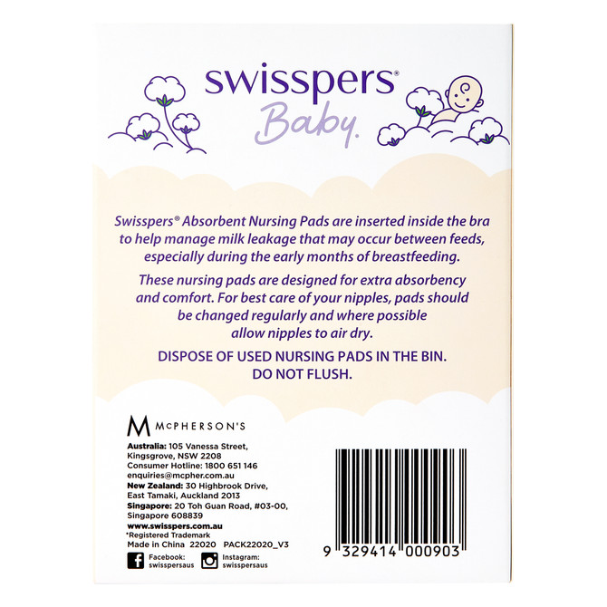 Swisspers Absorbent Nursing Pads 20 Pack