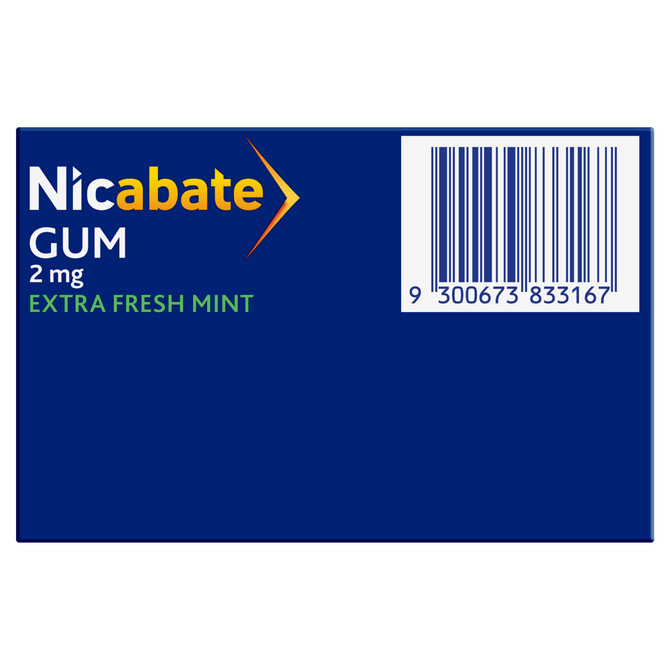 Nicabate Gum Nicotine 2mg Regular Strength Extra Fresh Mint 200 Pack