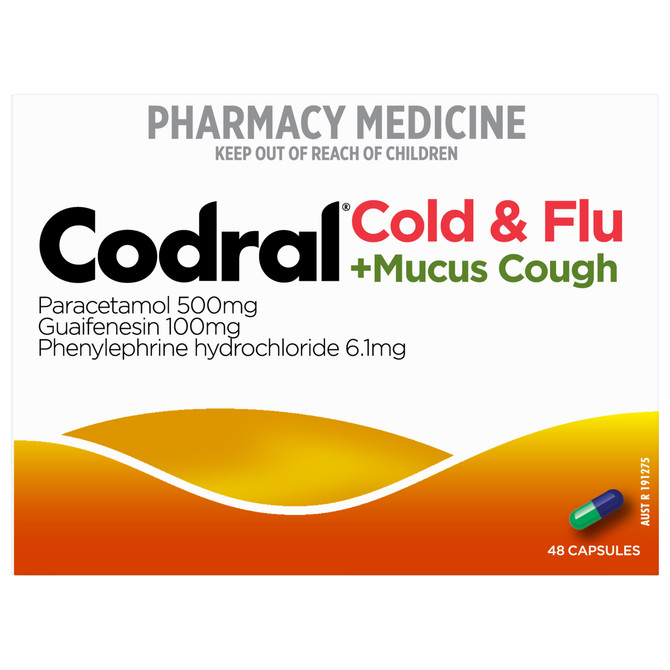 Codral Cold & Flu + Mucus Cough Capsules 48 Pack