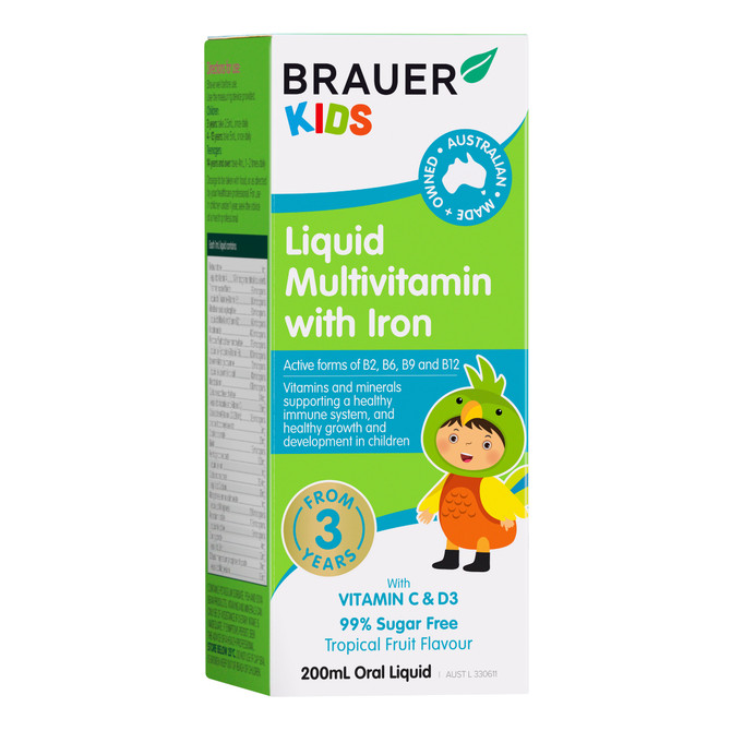 Brauer Baby & Kids Liquid Multivitamin with Iron 200ml