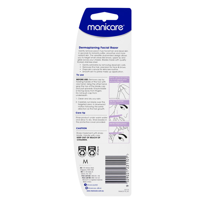 Manicare Dermaplaning Facial Razor 2 Pack