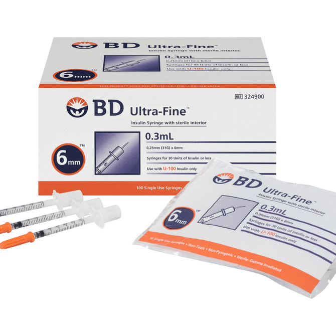 BD Ultra-Fine 0.3ml 31g 6mm Syringe 100 Pack
