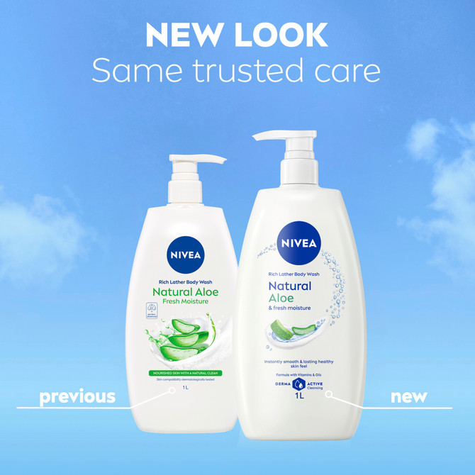 NIVEA Natural Aloe & Fresh Moisture Body Wash 1L