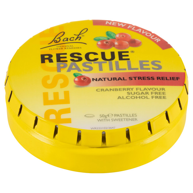 Bach Rescue Pastilles Natural Stress Relief Cranberry Flavour 50g