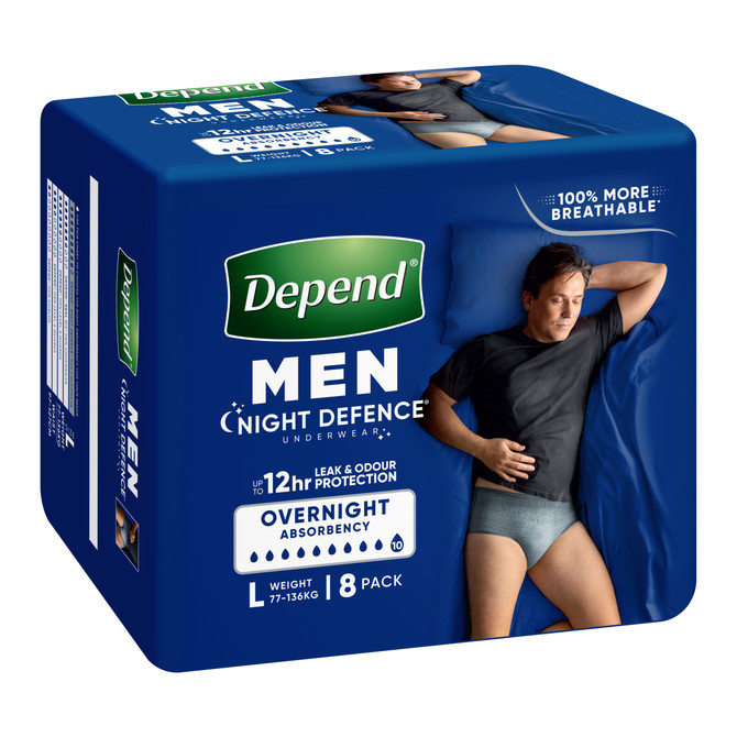 Depend Real Fit Night Defence Incontinence Underwear Men Large 8 Pack