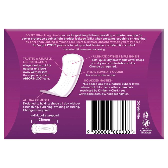 Poise Liners For Bladder Leaks Ultra Long 20 Pack