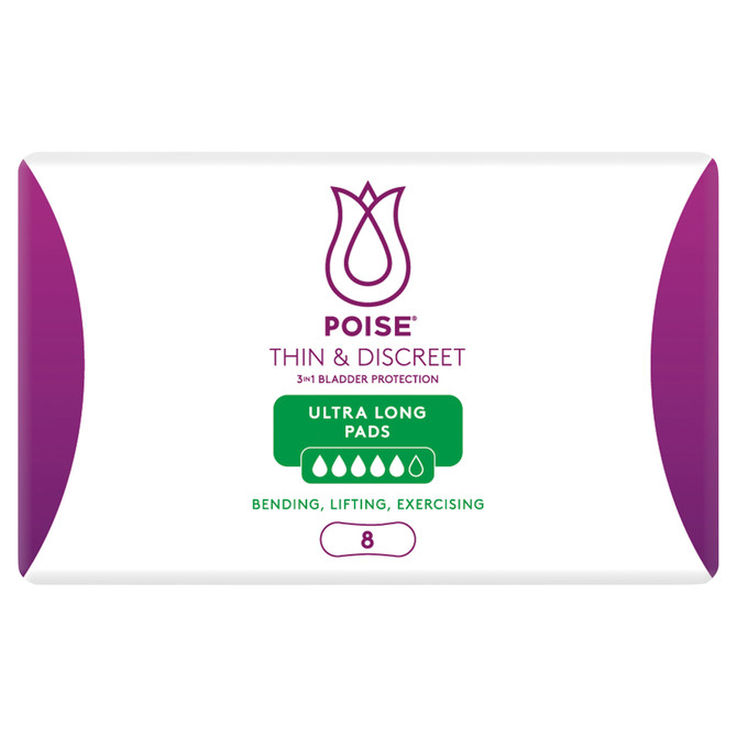 Poise Thin & Discreet Ultra Long Pads 8 Pack