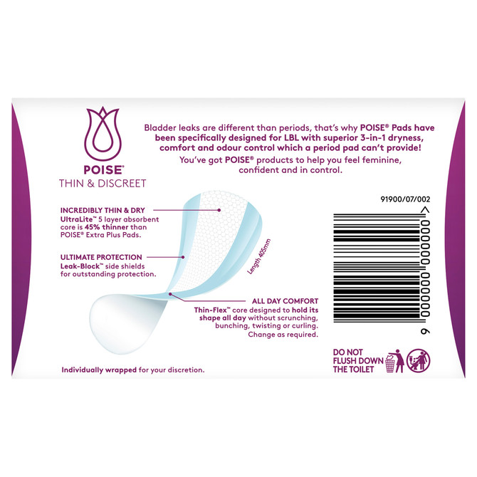 Poise Thin & Discreet Ultra Long Pads 8 Pack