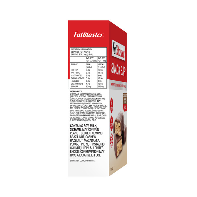 FatBlaster Snack Bar Chocolate Caramel 5x30g Pack