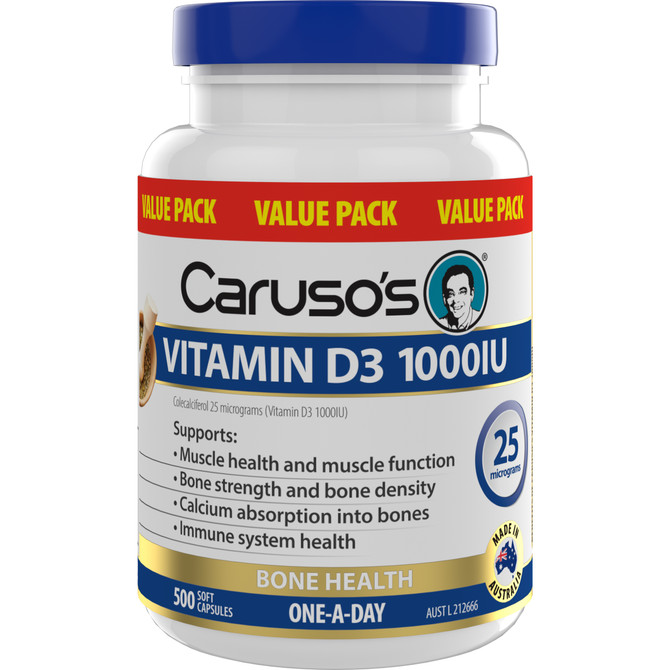 Caruso's Vitamin D3 1000IU 500 Capsules