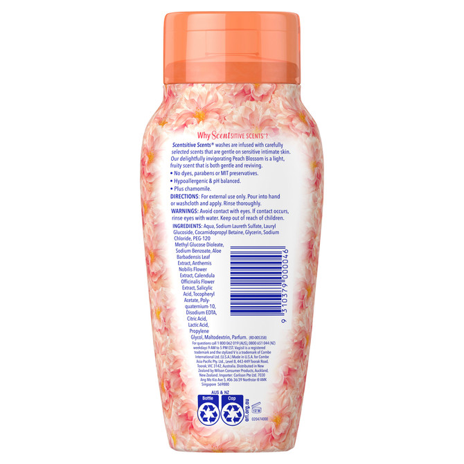 Vagisil Intimate Wash Scentsitve Scents Peach Blossom 240mL