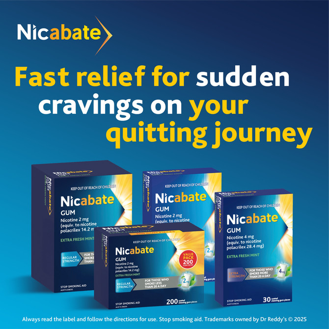 Nicabate Gum Stop Smoking Nicotine 4mg Extra Strength Extra Fresh Mint Coated Chewing Gum 200 Pack