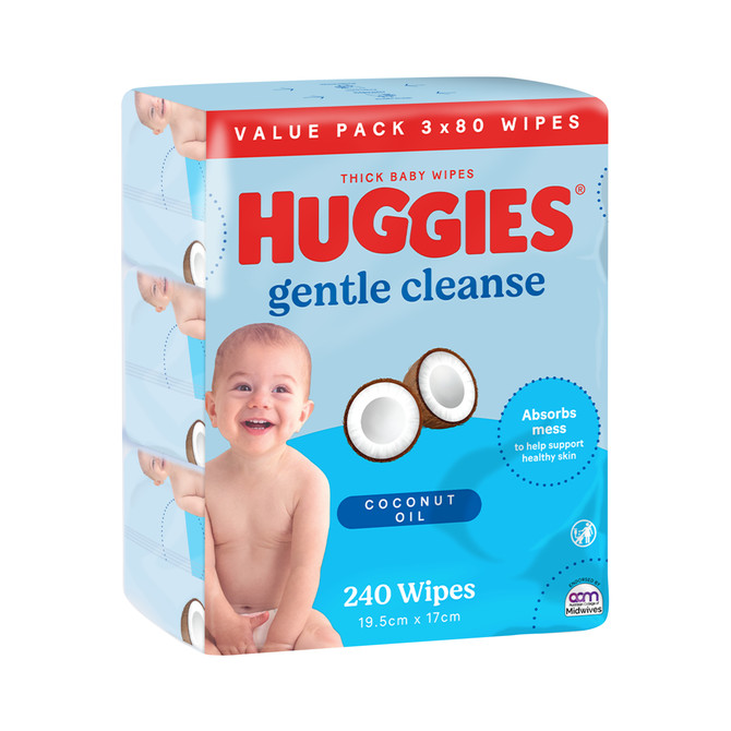 Huggies Thick Baby Wipes Coconut Oil 240 Pack