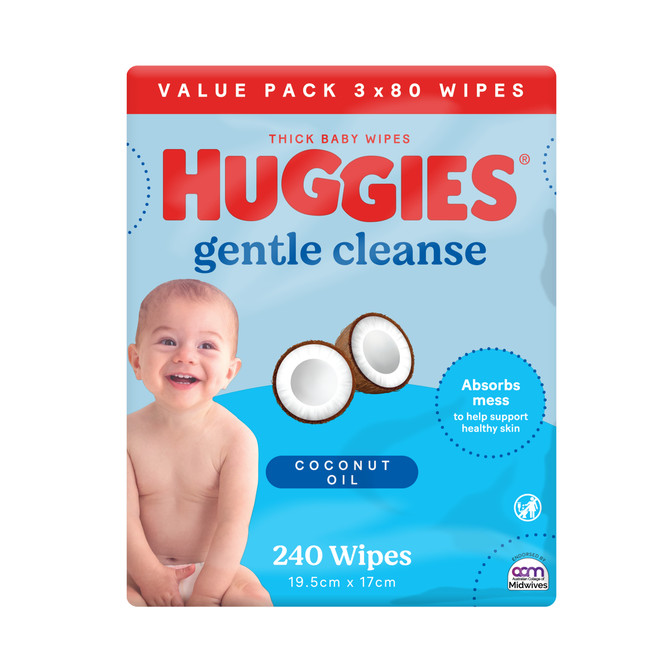 Huggies Thick Baby Wipes Coconut Oil 240 Pack
