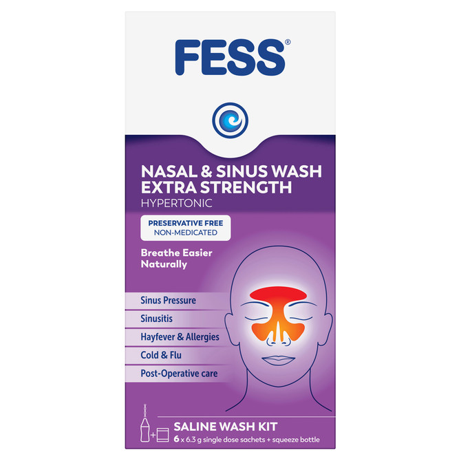 FESS Nasal & Sinus Wash  Extra Strength Saline Wash Kit 6x6.3g