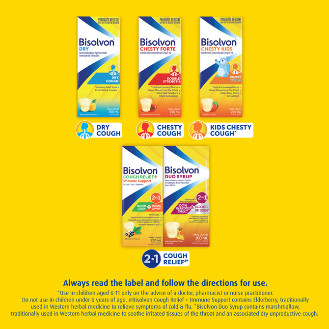 Bisolvon Cough Relief + Immune Support 200ml