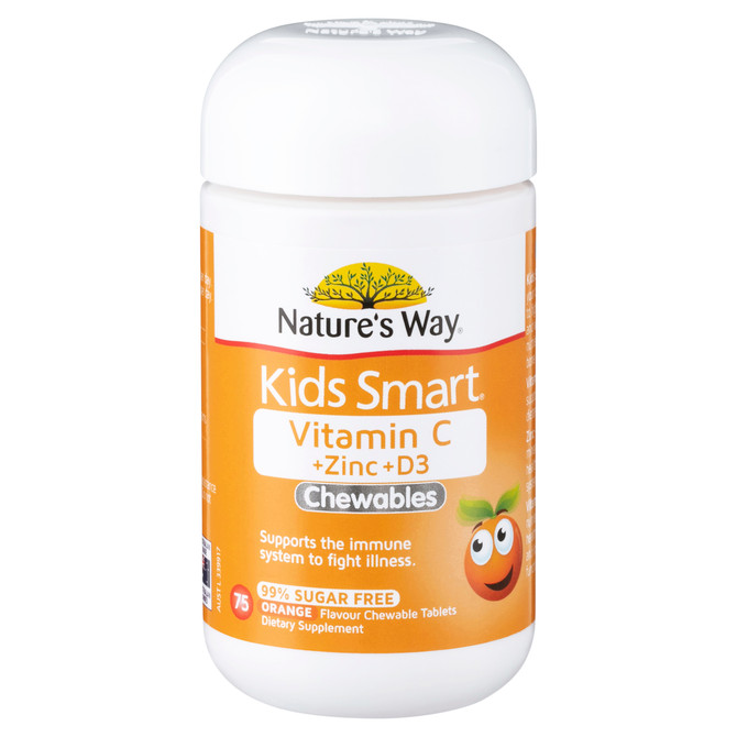 Nature's Way Kids Smart Vitamin C + Zinc + D3 Chewables 75 Tablets