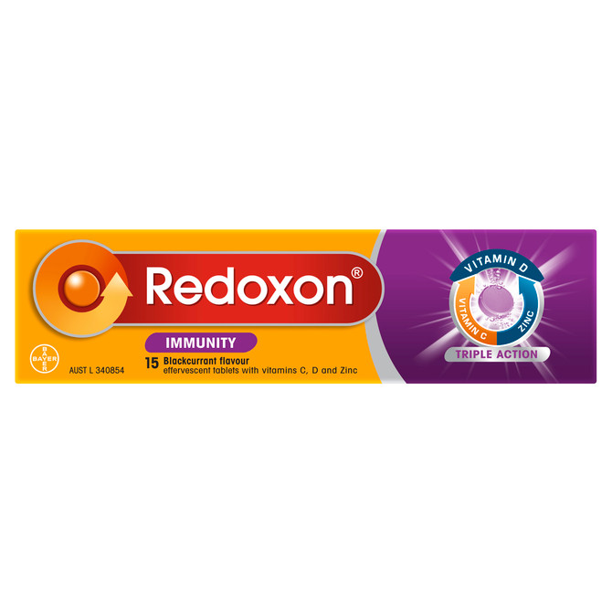 Redoxon Immunity Vitamin C, D and Zinc Blackcurrant Flavoured Effervescent Tablets 15 pack