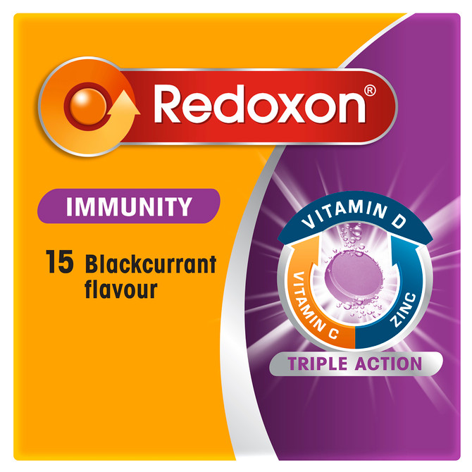 Redoxon Immunity Vitamin C, D and Zinc Blackcurrant Flavoured Effervescent Tablets 15 pack