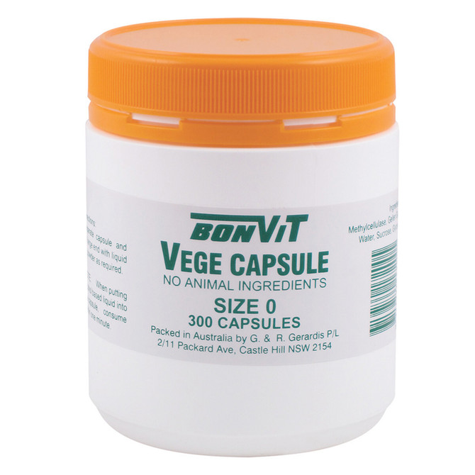 Bonvit Empty Vege Capsules Size '0' 300 Capsules