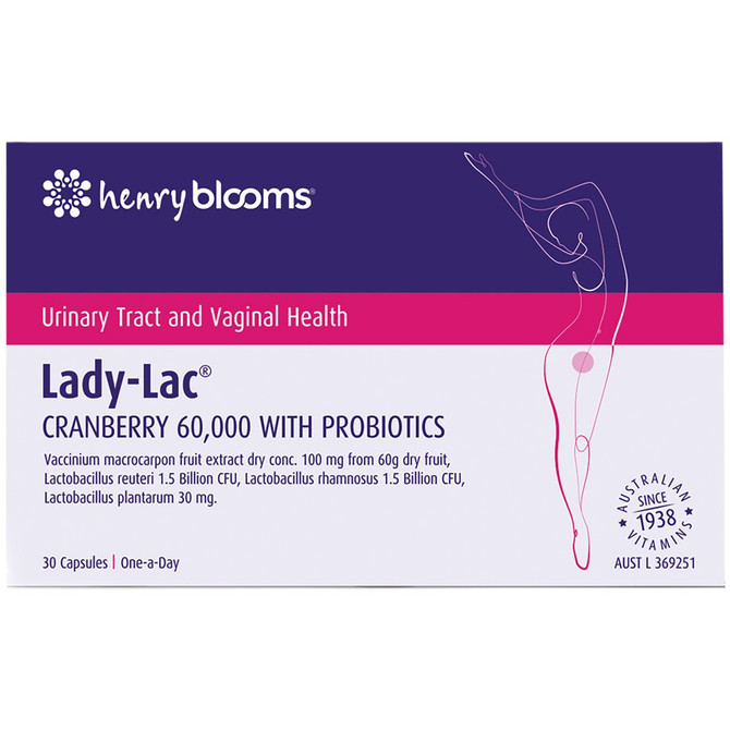 Henry Blooms Lady-Lac Cranberry 60,000 with Probiotics Capsules 30