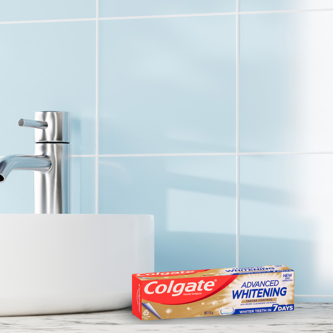 Colgate Advanced Whitening Tartar Control Toothpaste, 115g, with Micro-Cleansing Crystals