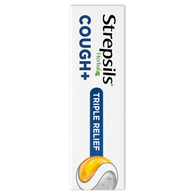 Strepsils Herbal Cough+ Triple Relief Honey Lemon Flavour 16 Pack