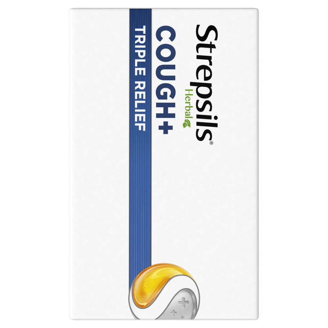 Strepsils Herbal Cough+ Triple Relief Value Pack Honey Lemon Flavour 32 Pack