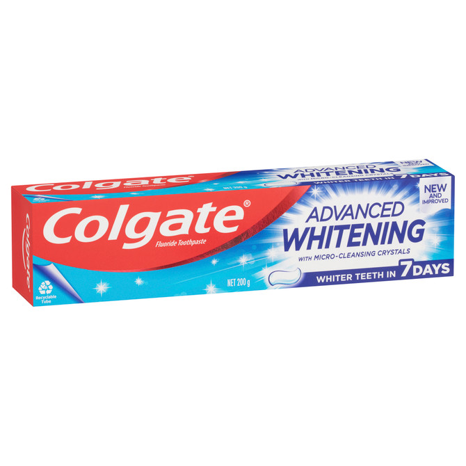 Colgate Advanced Whitening Toothpaste, 200g, with Micro-Cleansing Crystals