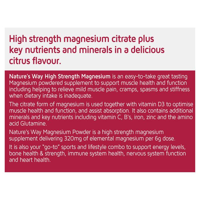 Nature's Way High Strength Magnesium Powder 210g