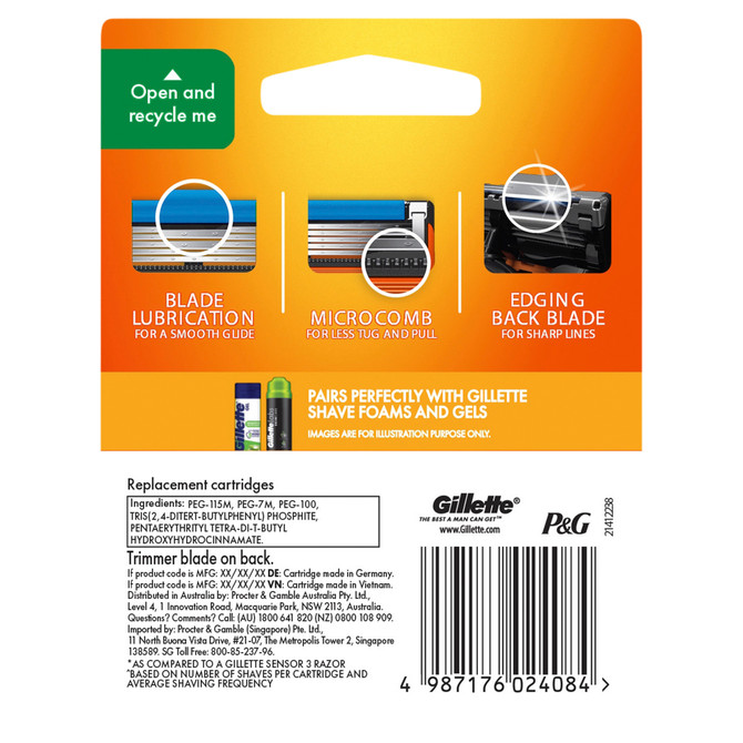 Gillette Fusion5 Razor Blades Refills, 8 Count, Men's Shave Care