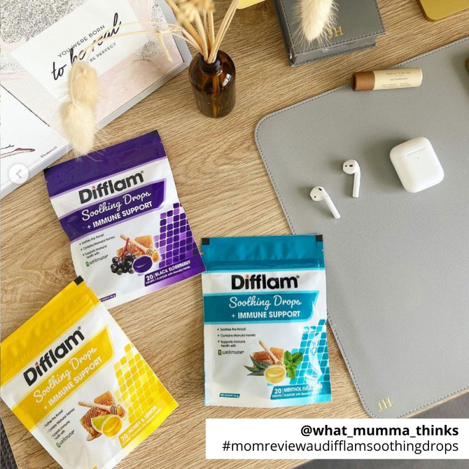 Difflam Soothing Throat Drops + Immune Support Honey & Lemon flavour 20 Drops