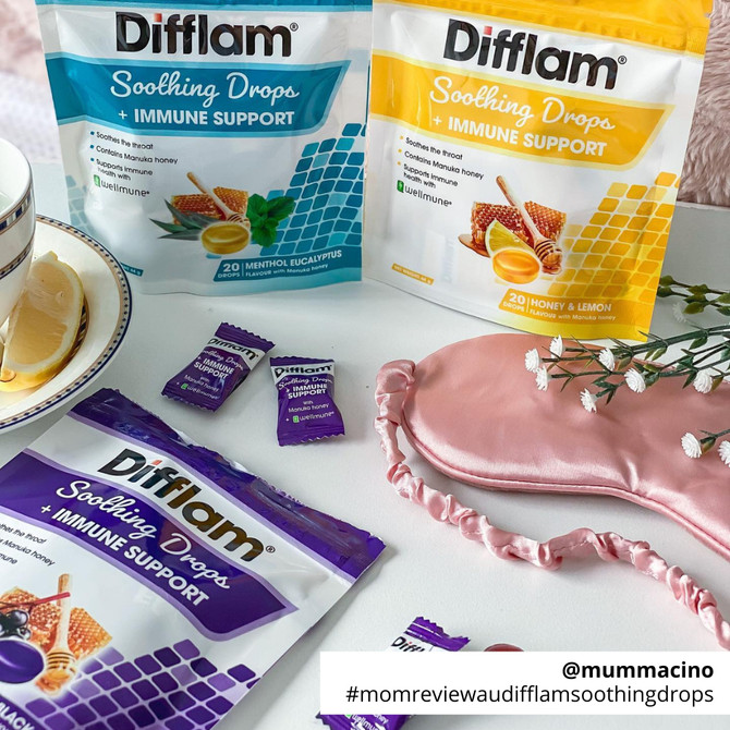 Difflam Soothing Throat Drops + Immune Support Honey & Lemon flavour 20 Drops