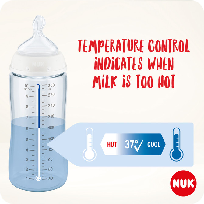 NUK First Choice+ Baby Bottle 0-6m 150ml, Anti-Colic, Temperature Control, Silicone Teat, BPA-Free - Assorted