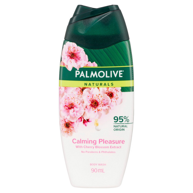Palmolive Naturals Body Wash, 90mL, Calming Pleasure, with Cherry Blossom Extract, No Parabens Phthalates or Alcohol