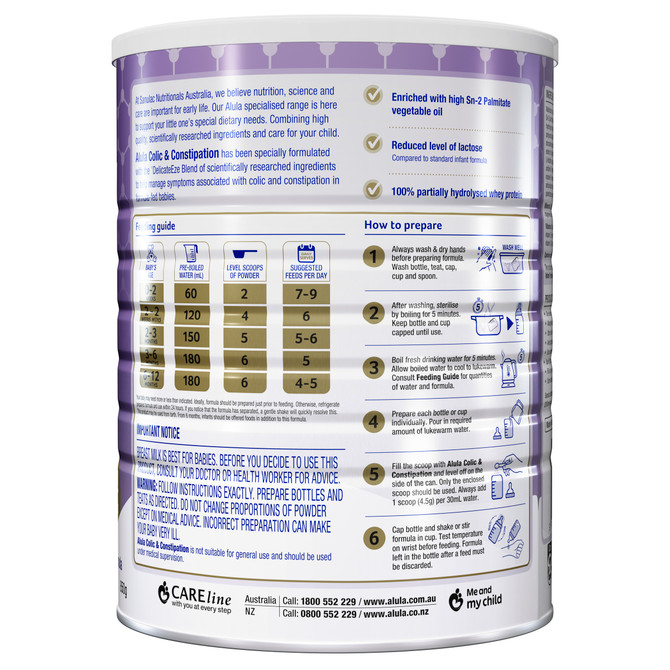 Alula Colic & Constipation 0-12 months Specialised Infant Formula 850g