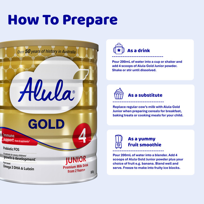 Alula Gold Stage 4 Junior Premium Milk Drink 2 Years+ 900g
