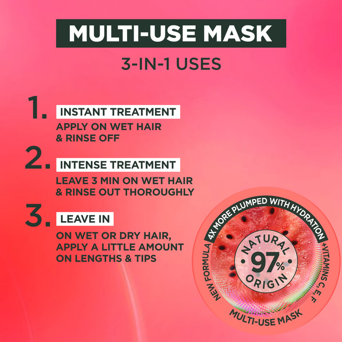 Garnier Fructis Hair Food Volumising Watermelon Multi Use Treatment Mask for Fine Hair 390ml