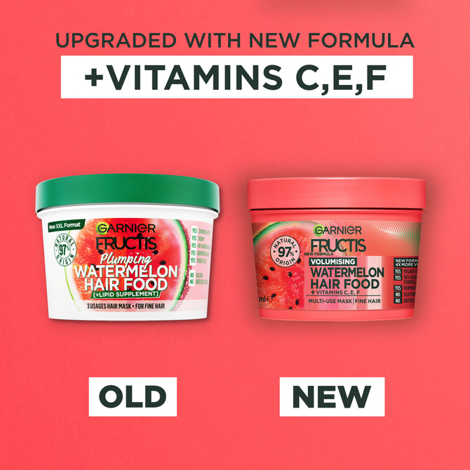 Garnier Fructis Hair Food Volumising Watermelon Multi Use Treatment Mask for Fine Hair 390ml