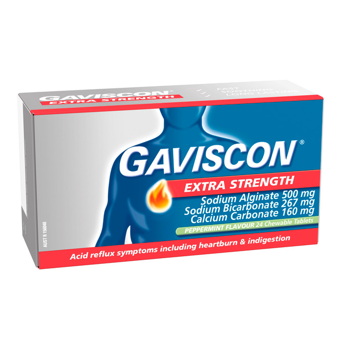 Gaviscon Extra Strength Peppermint Tablets 24 Pack